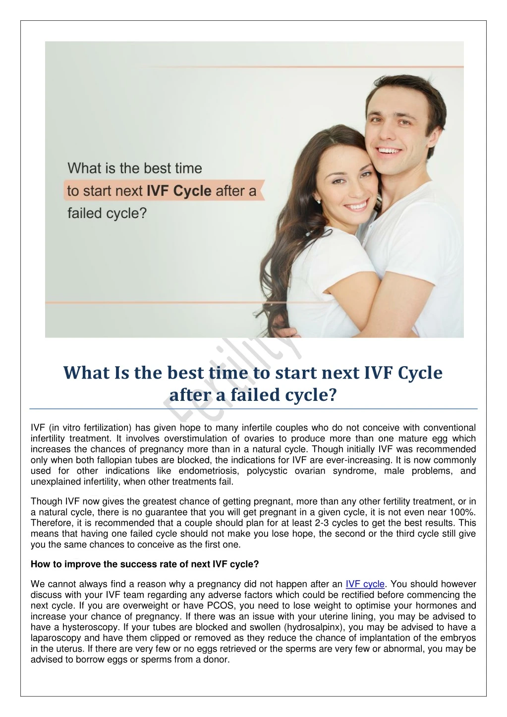 what is the best time to start next ivf cycle