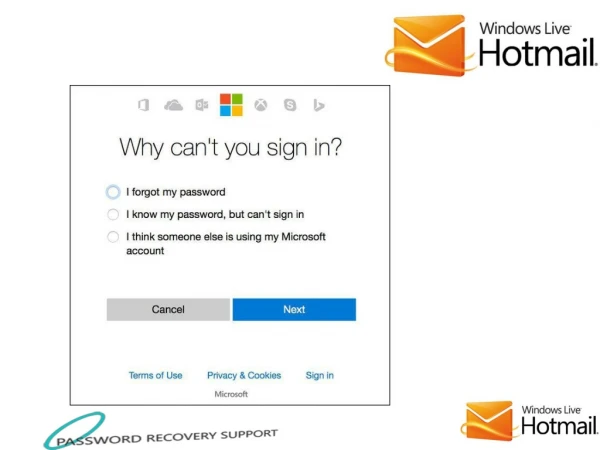 Hotmail password recovery support number