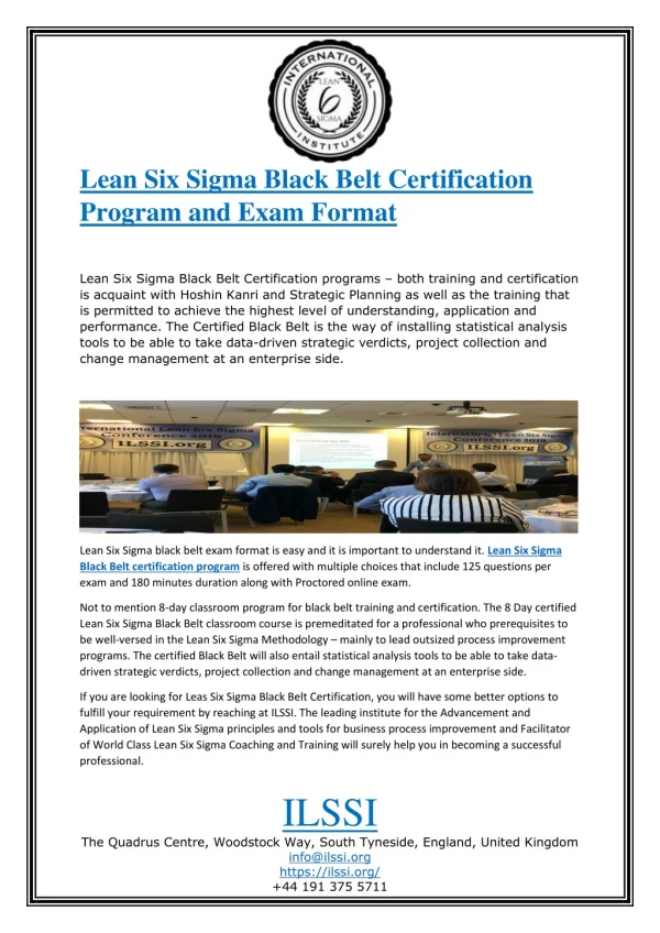 Lean Six Sigma Black Belt Certification Program and Exam Format