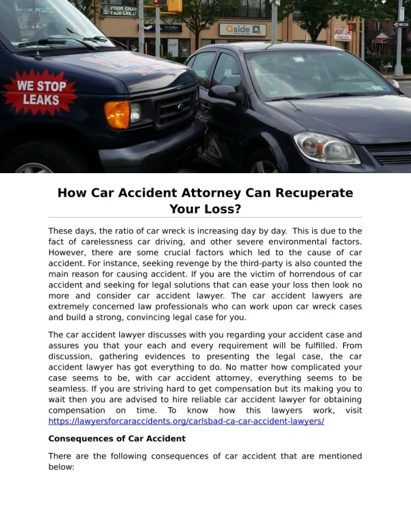 How Car Accident Attorney Can Recuperate Your Loss?