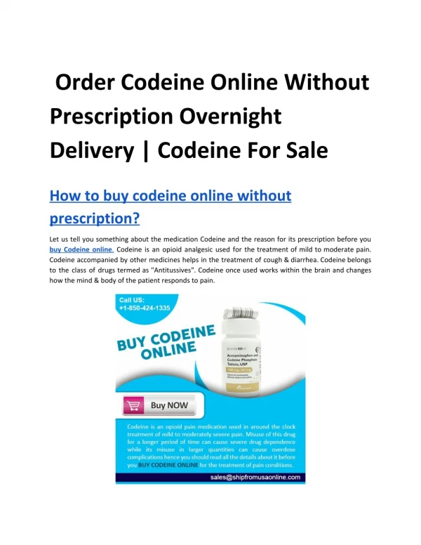 Order Codeine Online Without Prescription Overnight Delivery | Codeine For Sale