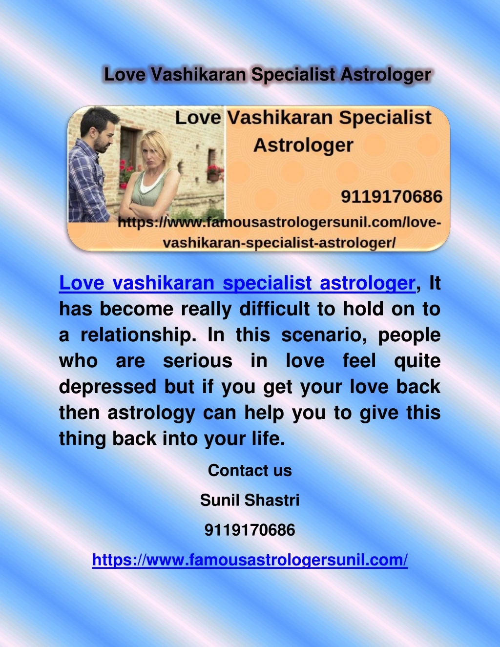 love vashikaran specialist astrologer