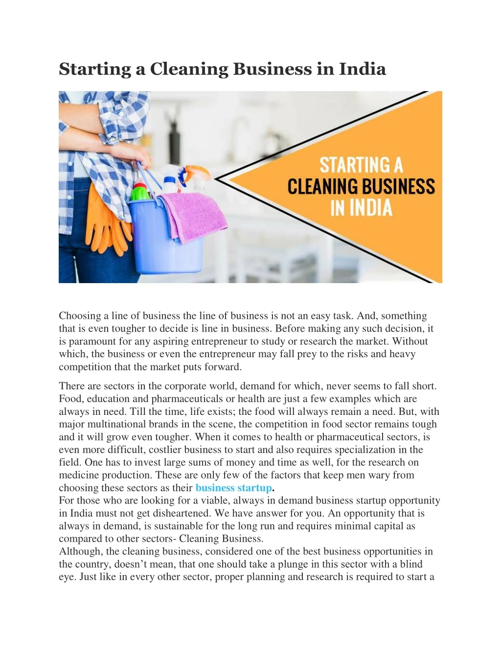 starting a cleaning business in india