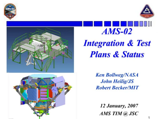 AMS-02 Integration Test Plans Status