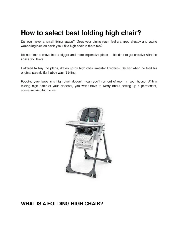 How to select best folding high chair?