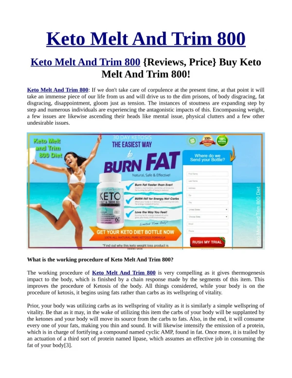 Learn How To Start Keto Melt And Trim 800