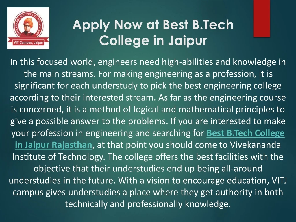 apply now at best b tech college in jaipur