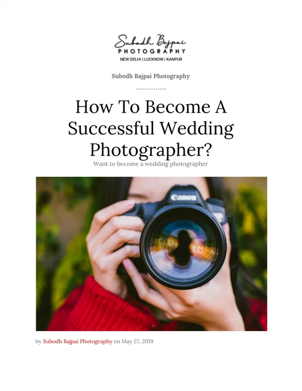 How To Become A Successful Wedding Photographer?