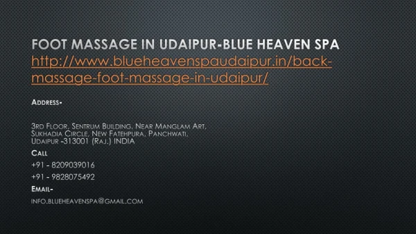 Foot Massage in Udaipur-Blue Heaven Spa