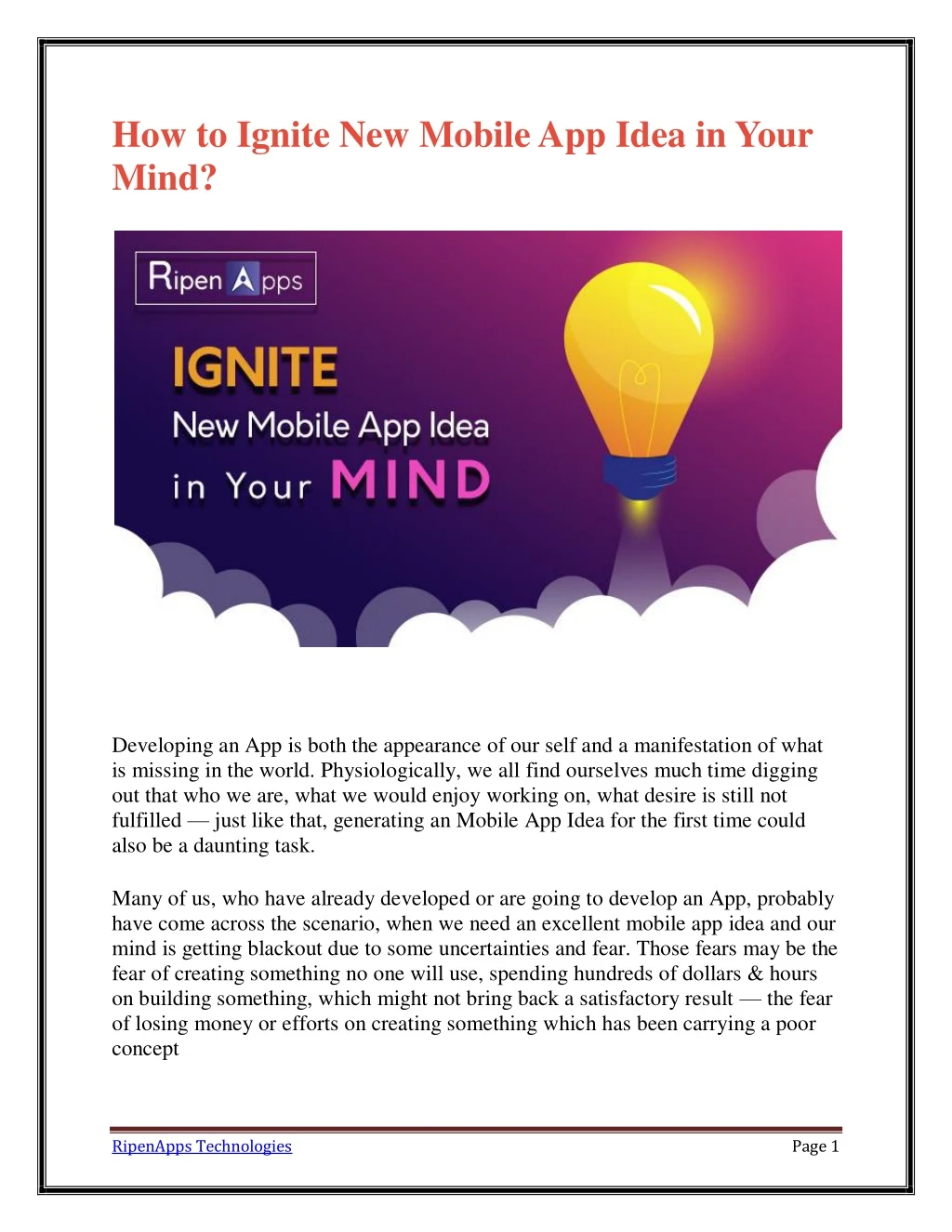how to ignite new mobile app idea in your mind