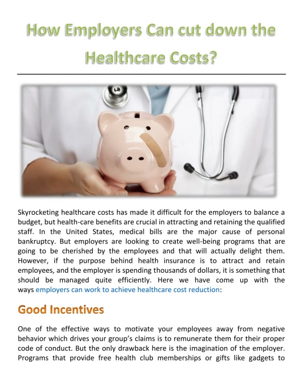 How Employers Can cut down the Healthcare Costs?