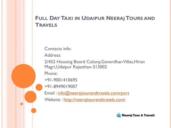 full day taxi in Udaipur