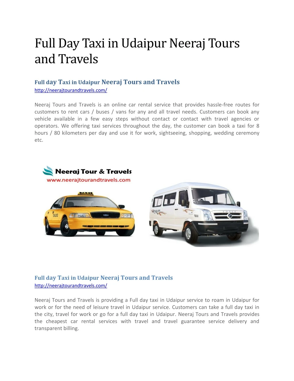 full day taxi in udaipur neeraj tours and travels