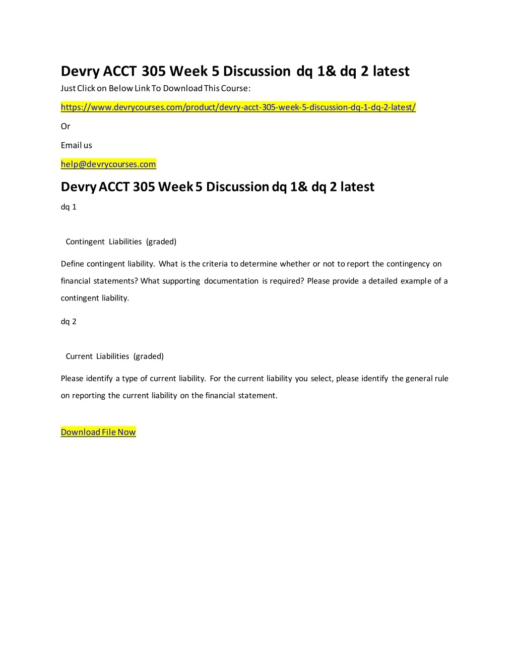 devry acct 305 week 5 discussion dq 1 dq 2 latest