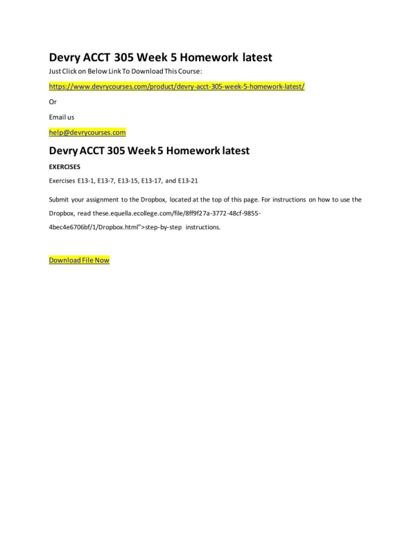 Devry ACCT 305 Week 5 Homework latest