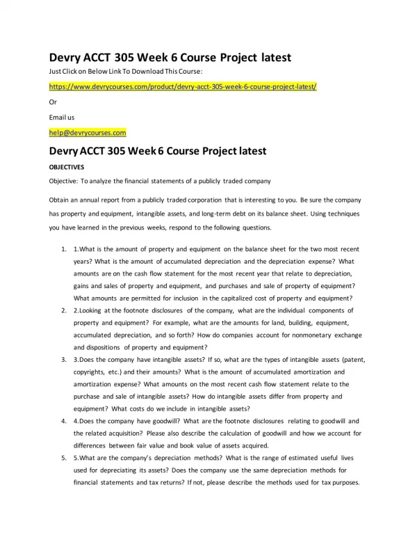 devry acct 305 week 6 course project latest just