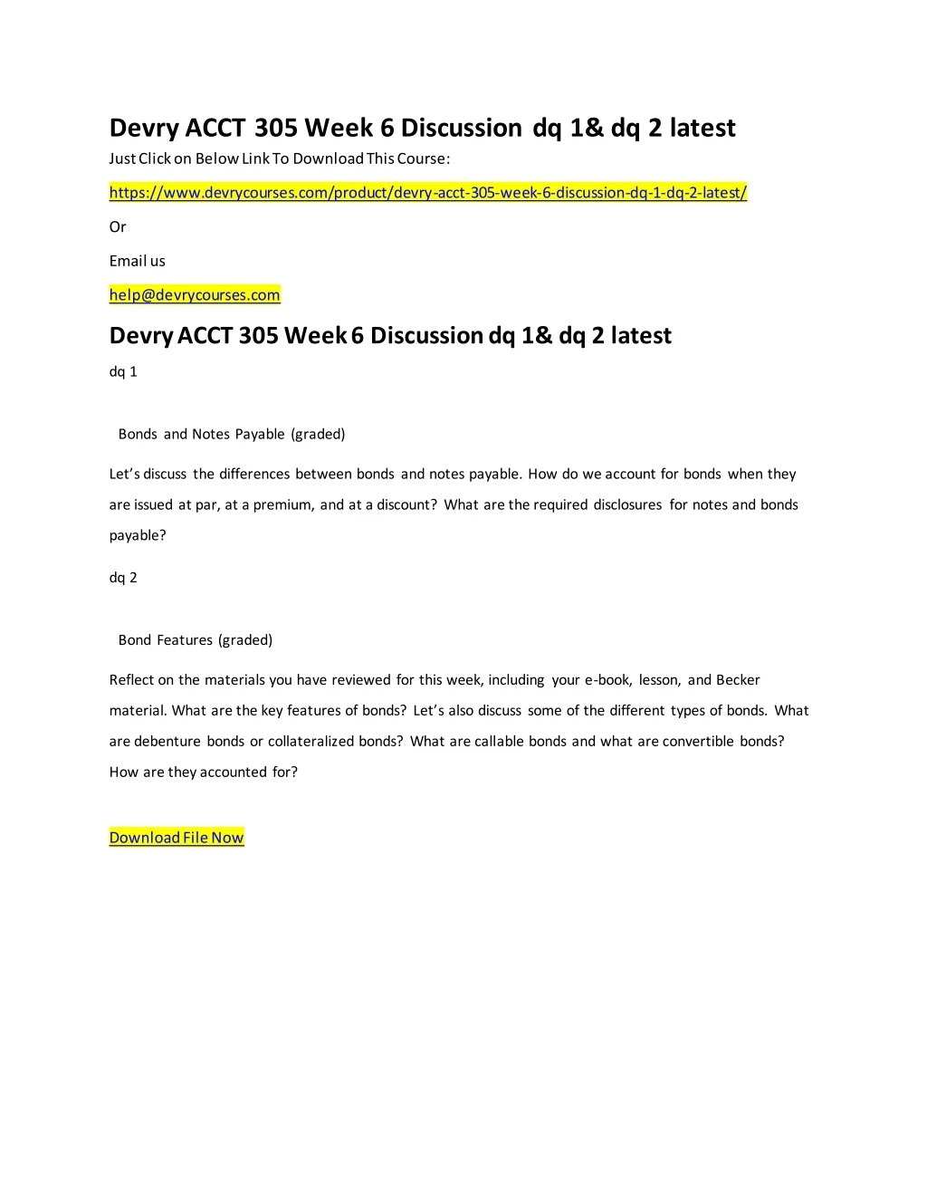 devry acct 305 week 6 discussion dq 1 dq 2 latest