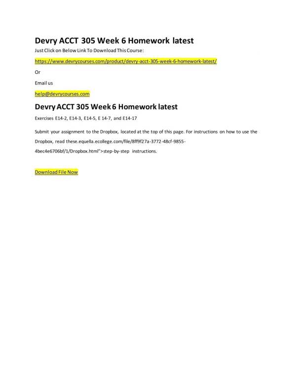 Devry ACCT 305 Week 6 Homework latest