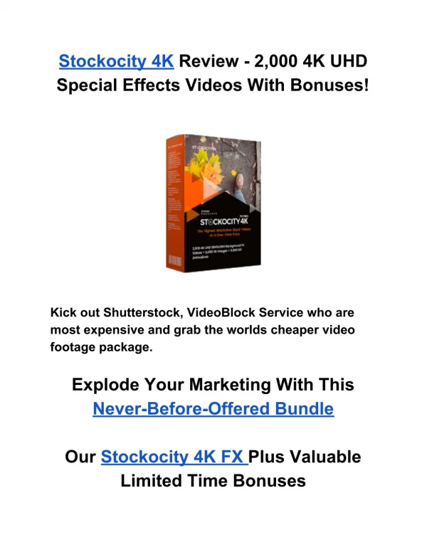 Stockocity 4K Review - 2000 4K UHD Special Effects Videos With Bonuses