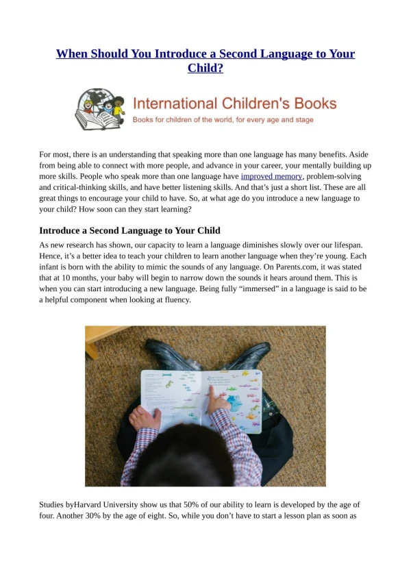 When Should You Introduce a Second Language to Your Child?