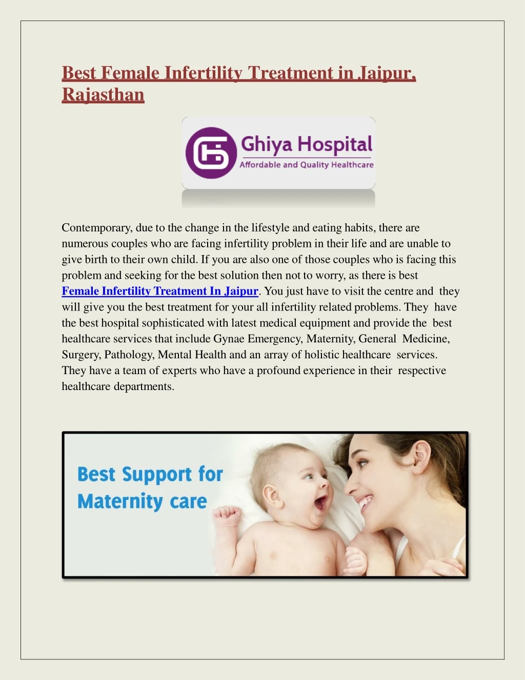 best female infertility treatment in jaipur rajasthan