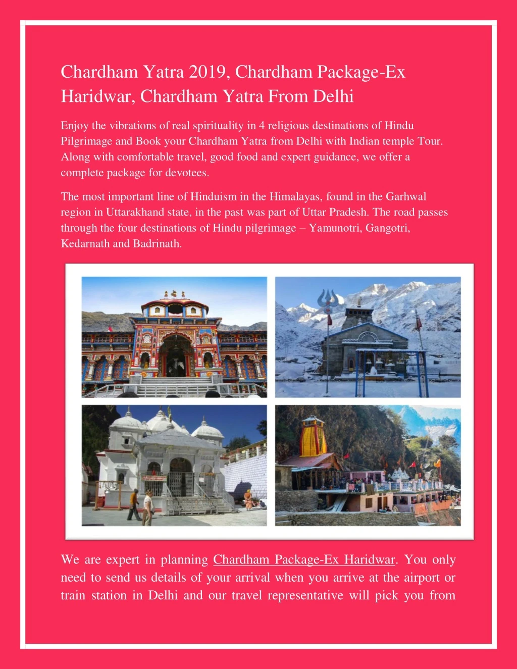 chardham yatra 2019 chardham package ex haridwar