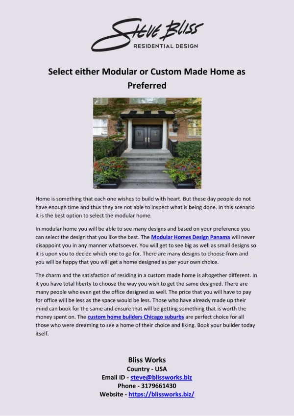 Select either Modular or Custom Made Home as Preferred