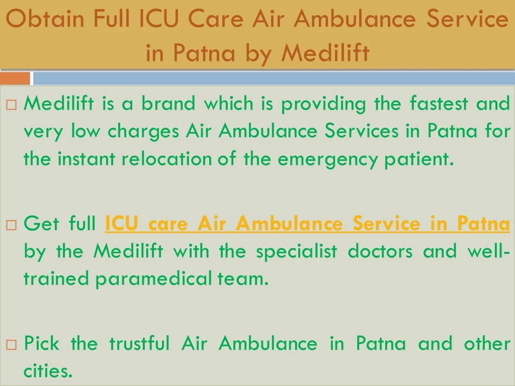 obtain full icu care air ambulance service