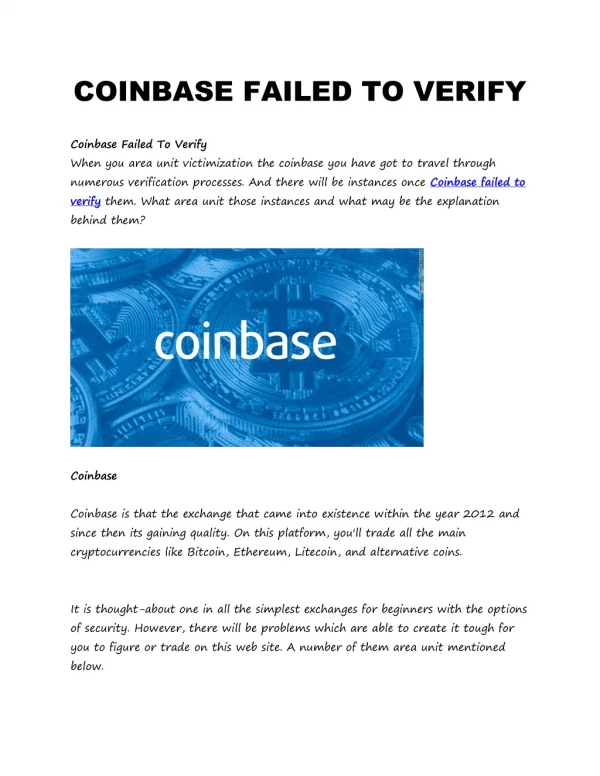 Coinbase Failed To Verify