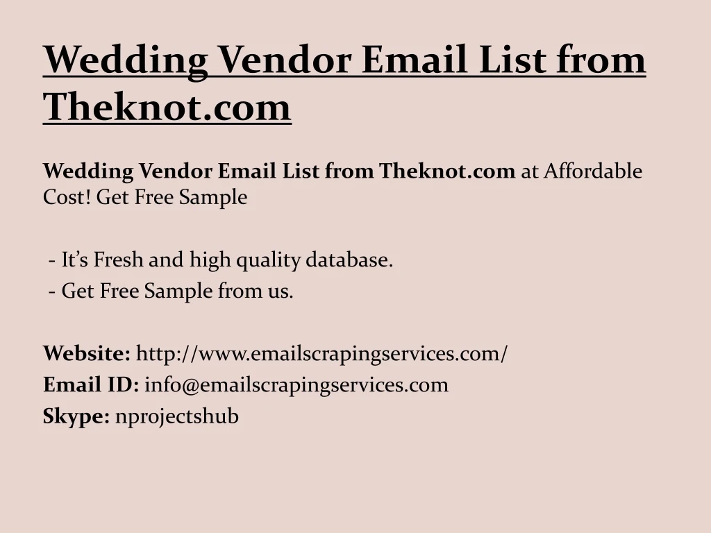 wedding vendor email list from theknot com