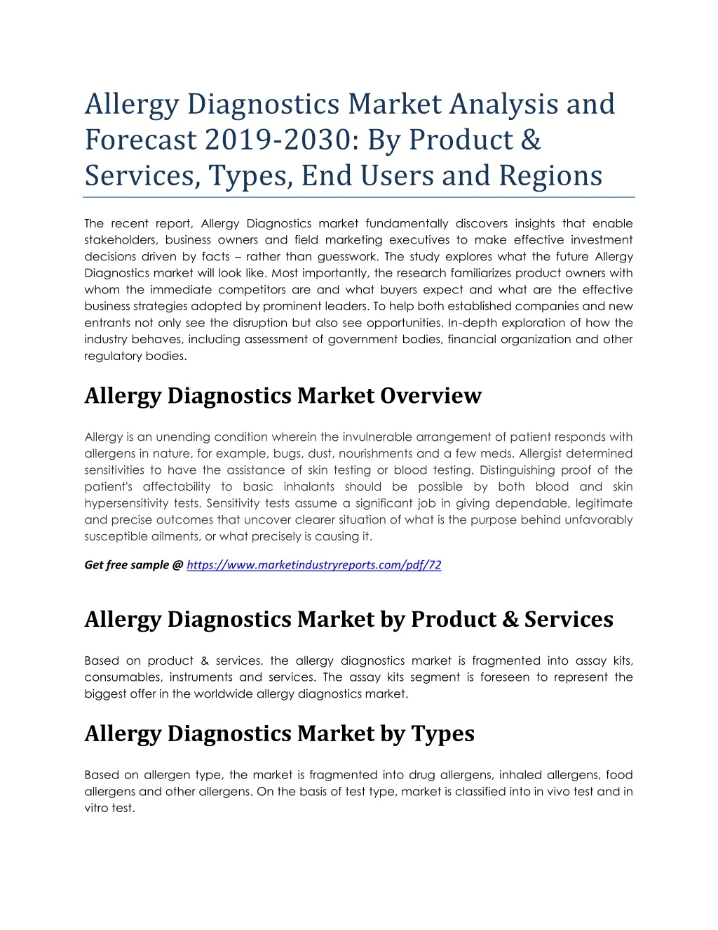 allergy diagnostics market analysis and forecast