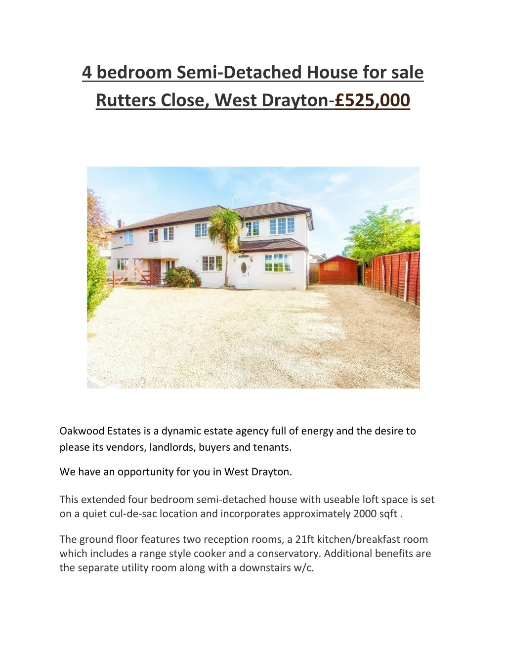 4 bedroom semi detached house for sale rutters