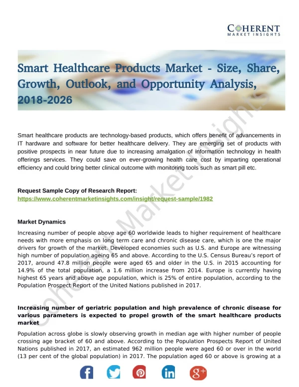 Smart Healthcare Products Market Size, Share, Demands and Gross Margin 2026
