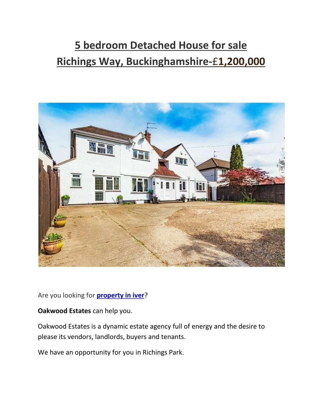5 bedroom detached house for sale richings
