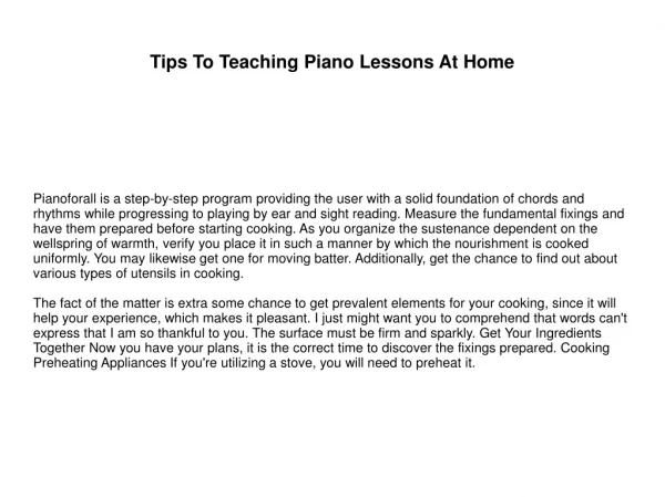 Tips To Teaching Piano Lessons At Home