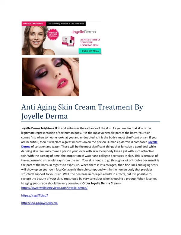 Anti Aging Skin Cream Treatment By Joyelle Derma