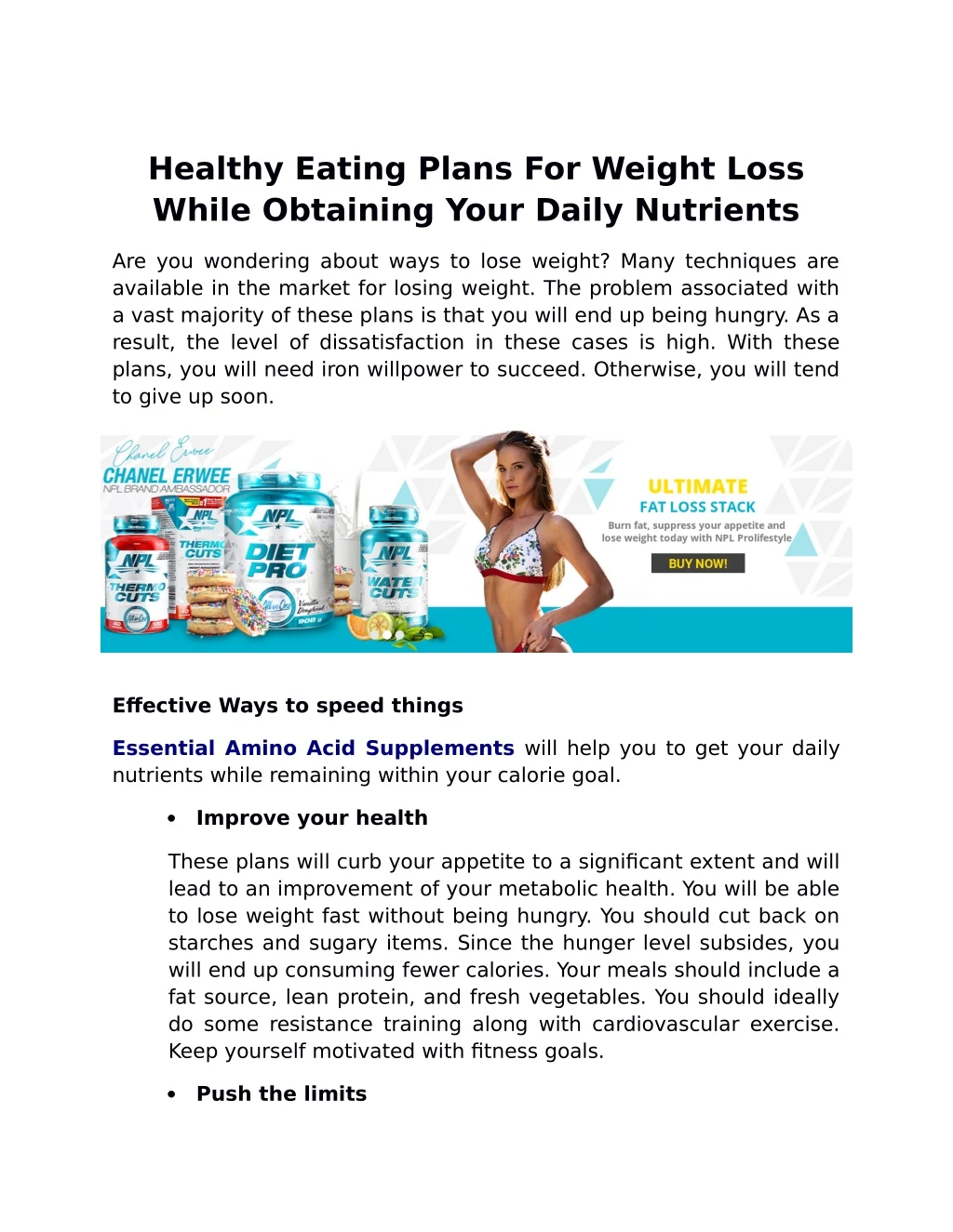 healthy eating plans for weight loss while