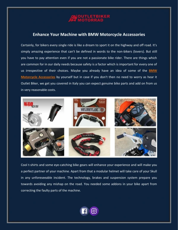 Enhance Your Machine with BMW Motorcycle Accessories