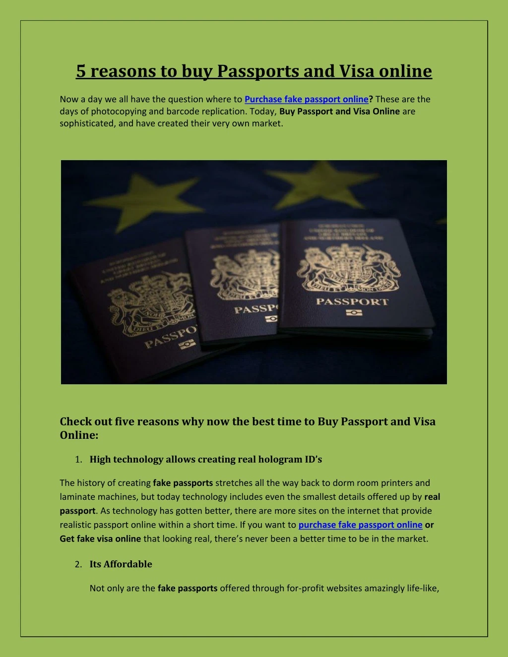 5 reasons to buy passports and visa online