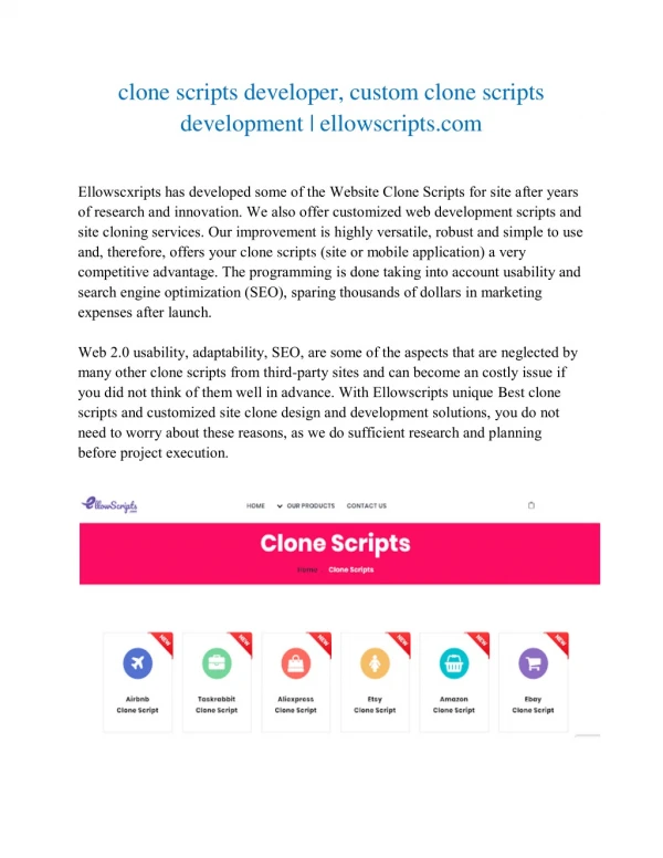Clone scripts developer , custom clone scripts | ellowscripts