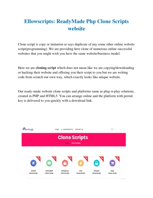 Readymade Clone Scripts php website | ellowscripts