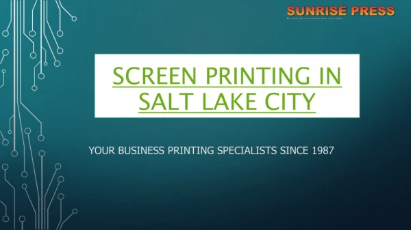 Get the Best Custom Screen Printing in Salt Lake City - Sunrise Press