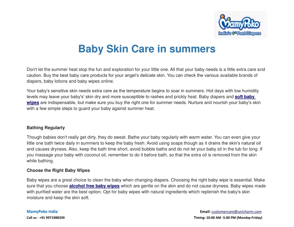 baby skin care in summers