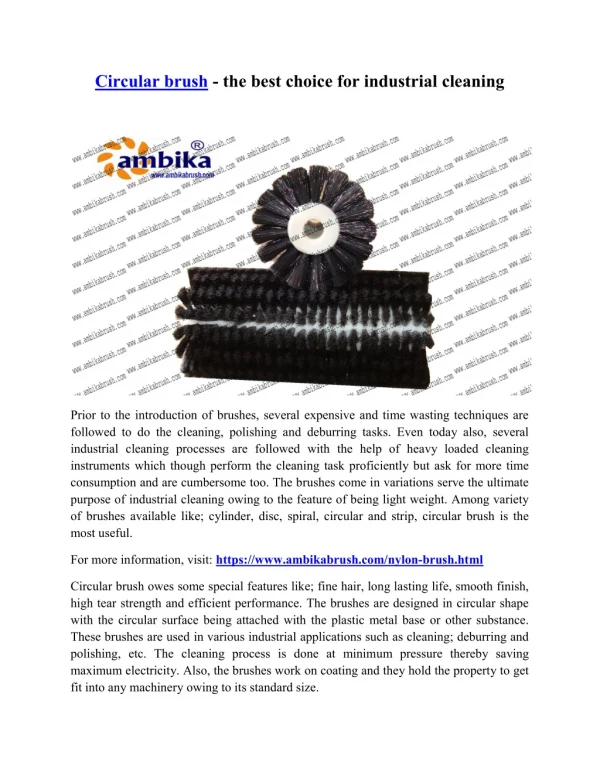 Circular brush - the best choice for industrial cleaning