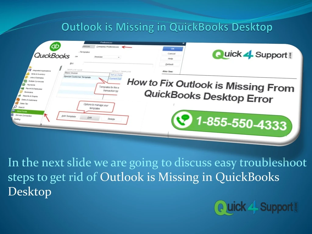 outlook is missing in quickbooks desktop