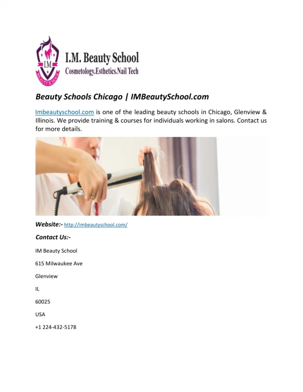 Beauty Schools Chicago | IMBeautySchool.com