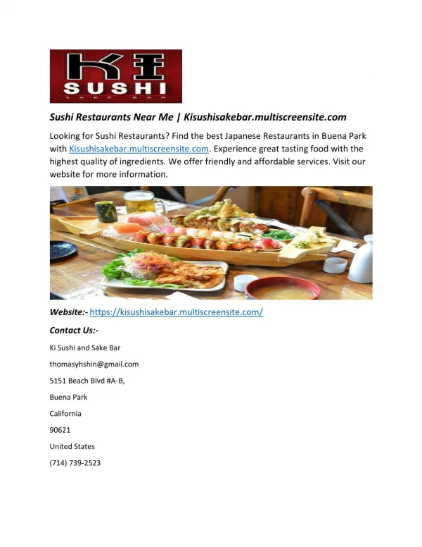 Sushi Restaurants Near Me | Kisushisakebar.multiscreensite.com