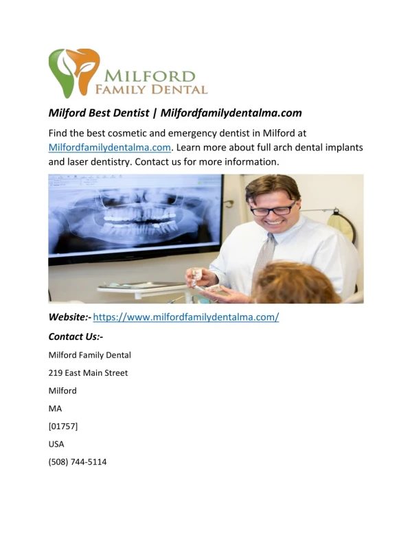 Milford Best Dentist | Milfordfamilydentalma.com