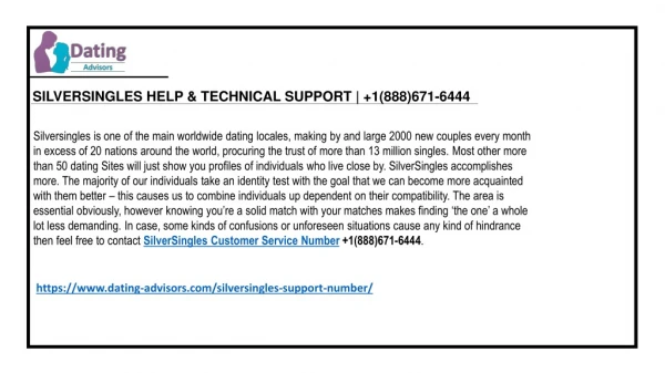 Silversingles support number 1(888)671-6444 Silversingles customer support