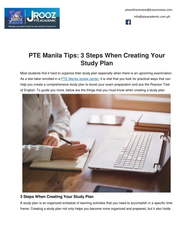 PTE Manila Tips: 3 Steps When Creating Your Study Plan